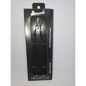Hello Lux Black Beaded Phone Crossbody Universal Strap 51.2 Inch NEW
